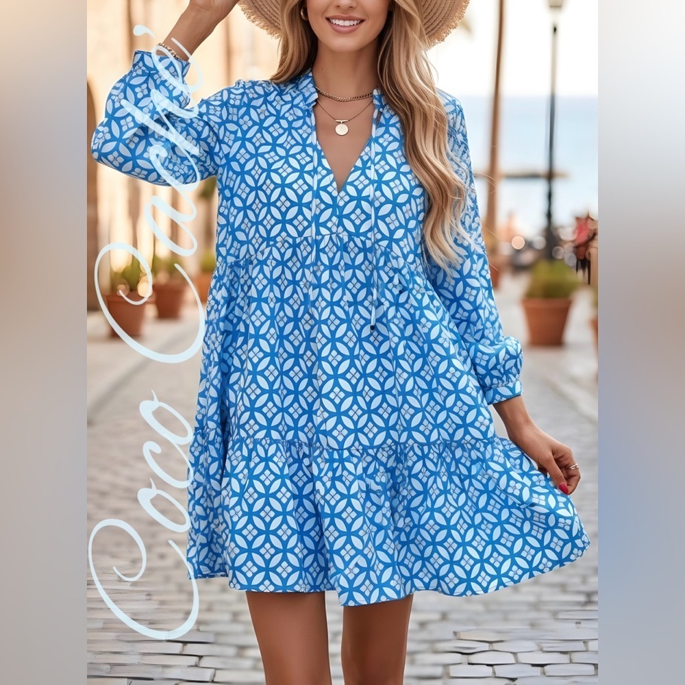 Royal Blue Bohemian Casual Smock Summer Dress